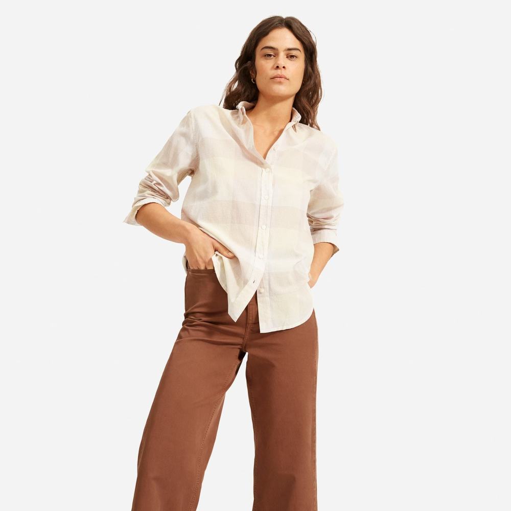 Everlane The Relaxed Air Shirt Tan Base - Size 10